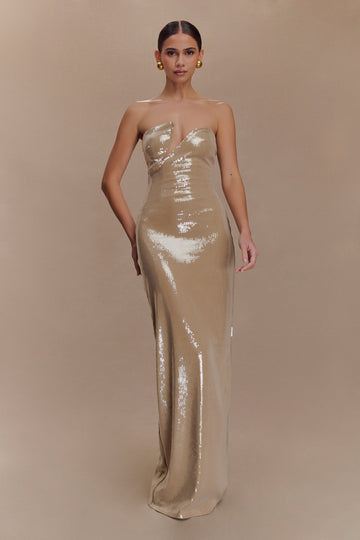 Winston Strapless Sequin Maxi Dress - Taupe